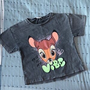 Zara Kids Charcoal Tee with Bambi Print